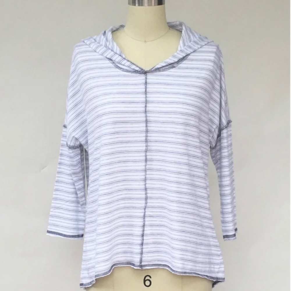 4/$25 Raw Earth Wild Sky Striped‎ Hooded Top Small Handmade Organic Cotton EUC